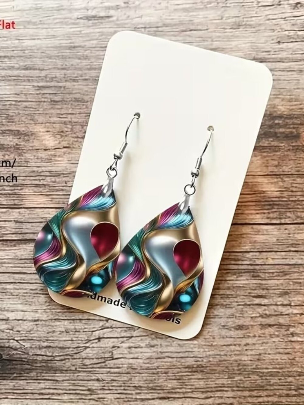 Colorful Teardrop Heart Statement Earrings - Fun 2d Multicolor